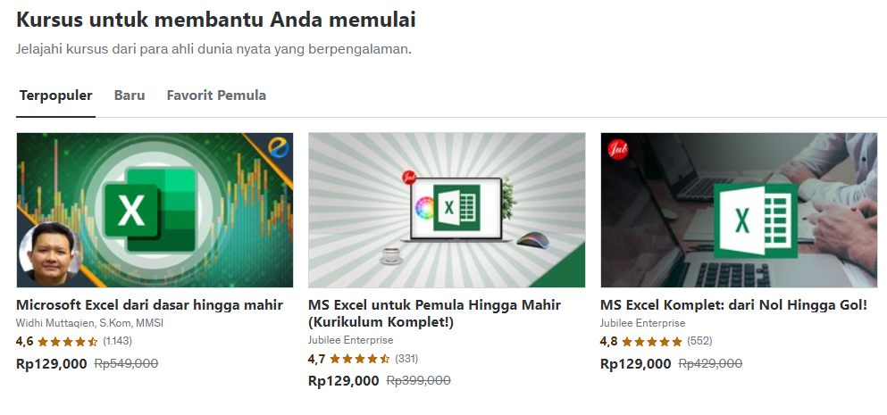 kursus excel online bersertifikat gratis