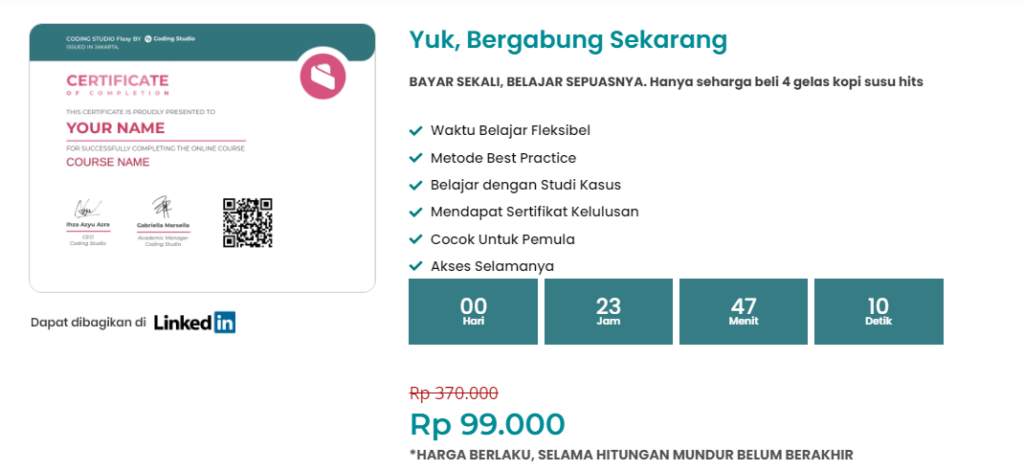 kursus pelatihan coding studio batch excel